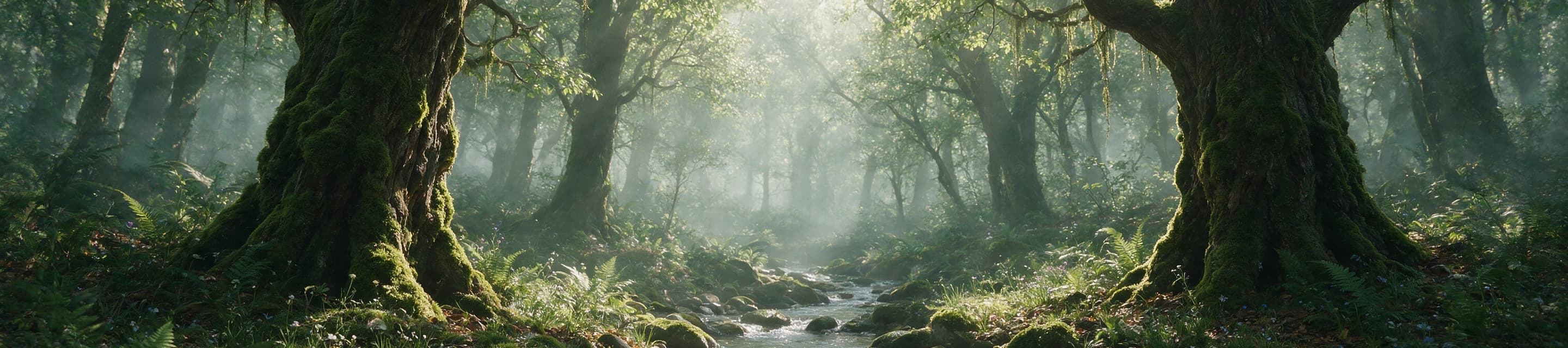 AI generated misty forest stream